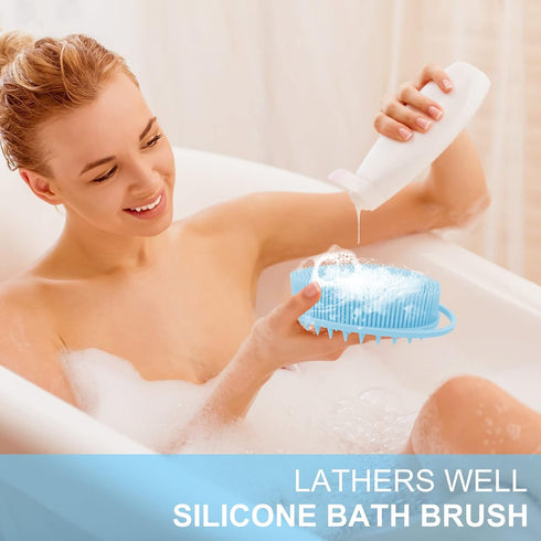 Upgrade 2 in 1 Bath and Shampoo Body Brush, Silicone Scrubber for Shower, Easy to Clean