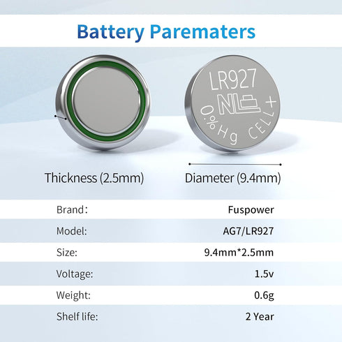 SR927SW Watch Battery AG7 LR927 Button Cell Batteries (20 Count, Pack of 1)