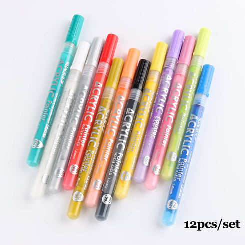 12Pcs Nail Art Graffiti Pen Set, Waterproof Drawing Marker Pens for Nails, Neon Enamels for DIY Abstract Lines