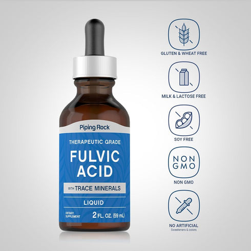 Piping Rock Liquid Fulvic Acid Drops | 2 fl oz | Vegetarian, Non-GMO & Gluten Free with Trace Minerals | Ionic