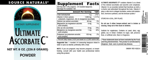 Source Naturals Ultimate Ascorbate C Powder - Vitamin C* - Supports Immune System - 1000 mg, 8 oz