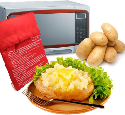 UPSTORE 4PCS 4 Red Microwave Potato Bags Reusable Baked Bag Potato Microwave Baking Pouches for Potato Pouch Cooking
