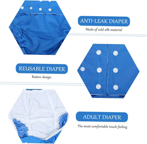 LOORGVEL 2Pcs Reusable Adult Cloth Diapers Adjustable Leakproof Washable Nappies for Men Women Elderly Breathable Soft