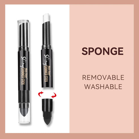 Highlighter Stick, Double Ended Makeup Pencil with Sponge Brush, Waterproof Silver Glitter, 1 Count