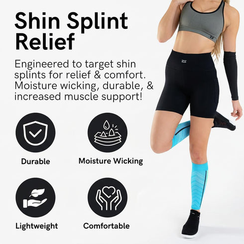 Zensah Ultra-Light Compression Leg Sleeves for Shin Splint Relief - Calf Support