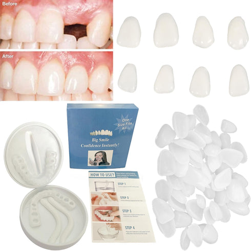 Fake Tooth Repair Kits for Filling Missing Broken Tooth and Gaps, Moldable Fake Teeth and Thermal Beads Replacement Kits