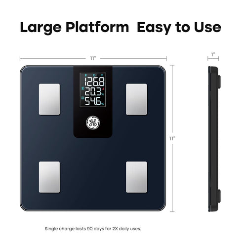 GE Smart Scale for Body Weight and Fat Percentage - Digital Bathroom Weight Scales with LCD Display