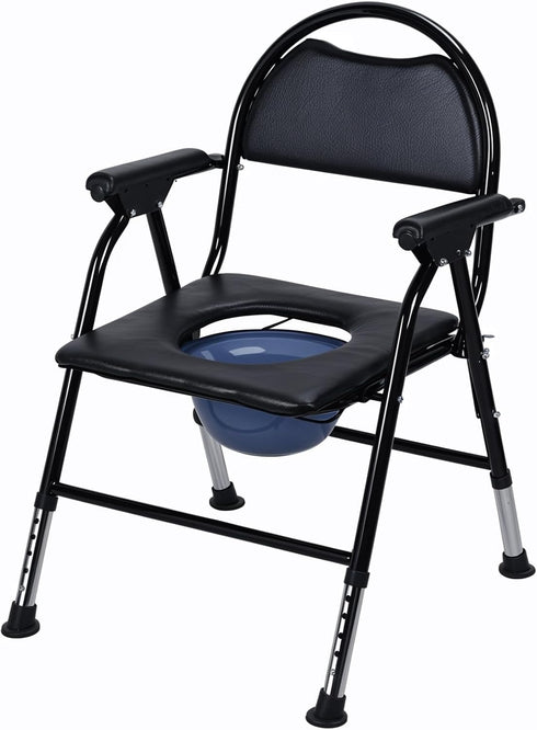 toxaaiwr Folding Bedside Commode Portable Shower Commode Chair Padded Seat Bedside Toilet for