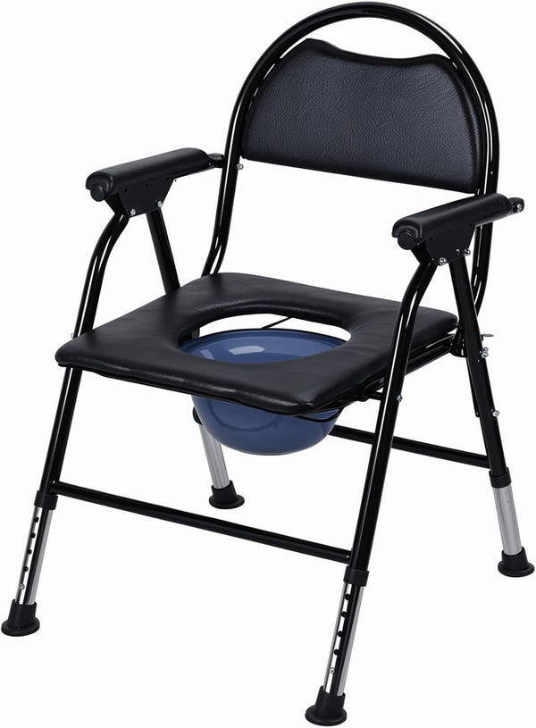 toxaaiwr Folding Bedside Commode Portable Shower Commode Chair Padded Seat Bedside Toilet for