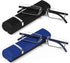 REAVEE 2 Pack Half Frame Reading Glasses for Men Women, Lightweight Portable Readers with Case, Black and Blue