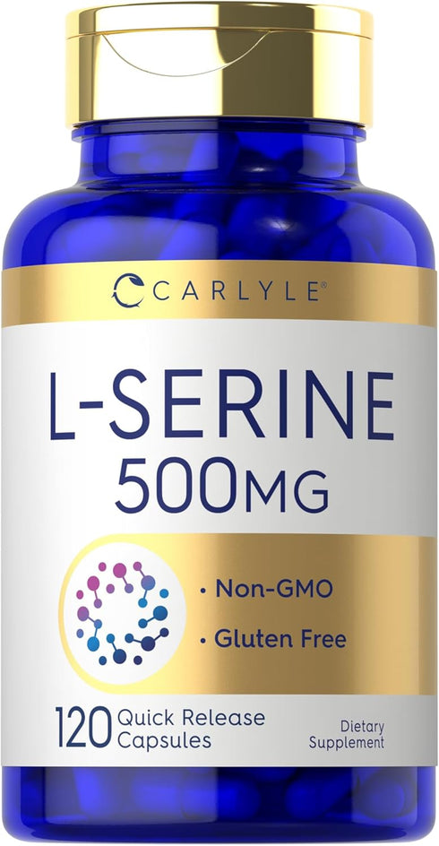 Carlyle L Serine Capsules, 500 mg, 120 Count, Non-GMO & Gluten Free Supplement