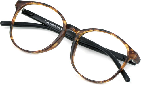 VisionGlobal Blue Light Blocking Glasses for Women/Men, Anti Eyestrain, Stylish Oval Frame, Tortoise, +1.75