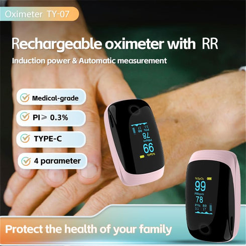 Spo2 Finger Pulse Oximeter, Fingertip Blood Oxygen Saturation with Rechargeable Pulse Monitor, Accurate Reading