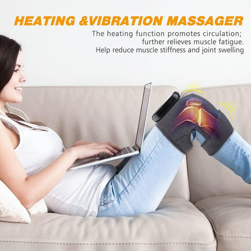 MOAJAZA Cordless Knee Massager - Heated Knee Brace Wrap for Relaxation, Heat and Vibration
