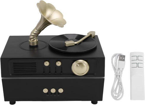 Retro Aromatherapy Humidifier, Unique USB Bluetooth Gramophone Style Vintage Oil Diffuser Cool Mist Machine for Home