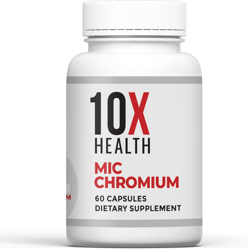 10X Health MIC Chromium Supplement - 60 Capsules with Choline, Inositol & L Methionine