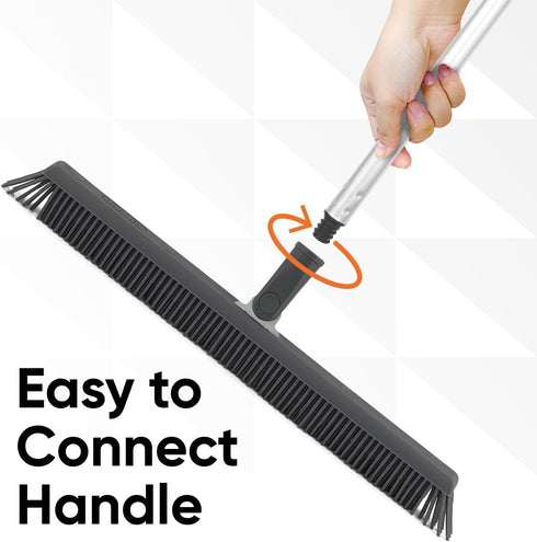 Silicone Broom Head, Rubber Broom for Pet Hair, Slim Hair Broom for Carpet and Floor Cleaning