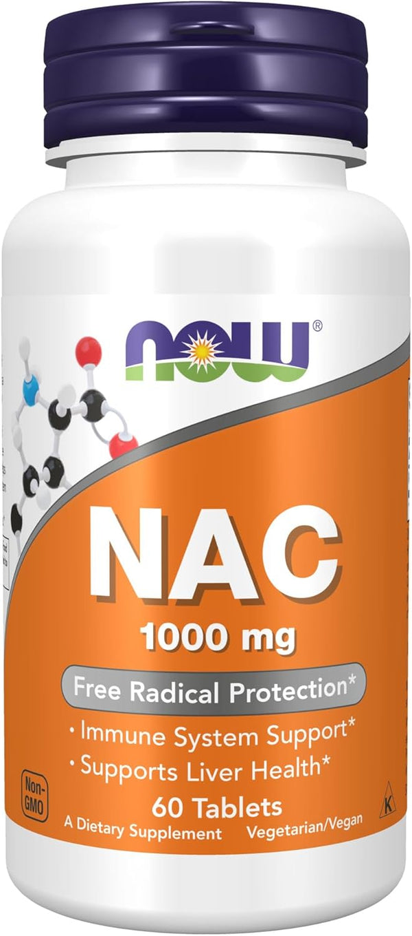 NOW Supplements NAC 1,000 mg - Free Radical Protection, 60 Tablets