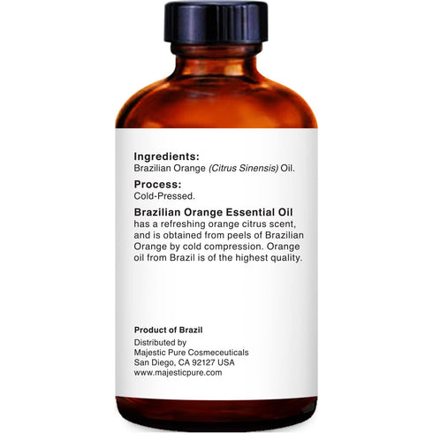MAJESTIC PURE 100% Pure Brazilian Orange Essential Oil, Premium Grade for Hair Care, Skin, and Aromatherapy