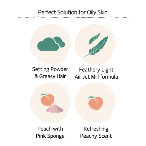 SKINFOOD Peach Cotton Multi Finish Powder 5g - Korean Peach Extract & Calamin Sebum Control Face Powder for Oily Skin