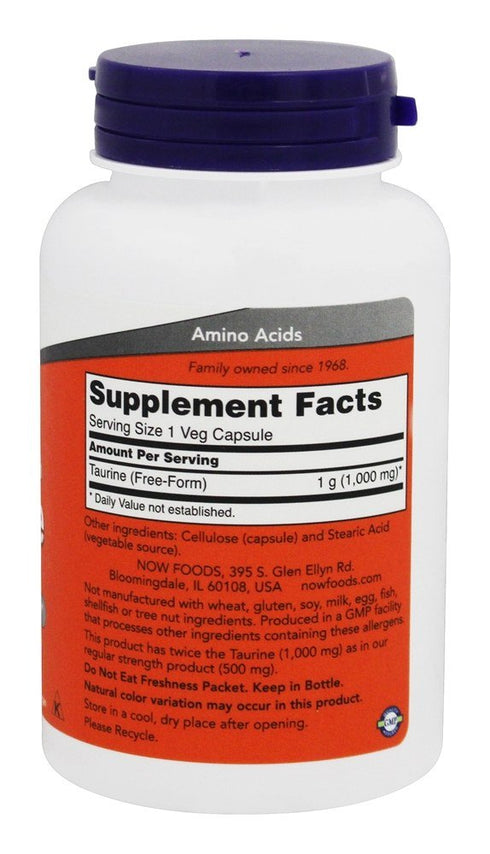 Now Foods Taurine 1000 Milligram - 100 Capsules