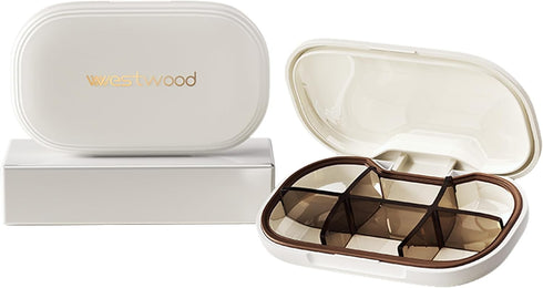 HyJeryty 6-Compartment Pill Organizer - Small Compact Daily & Travel Pill Case Container