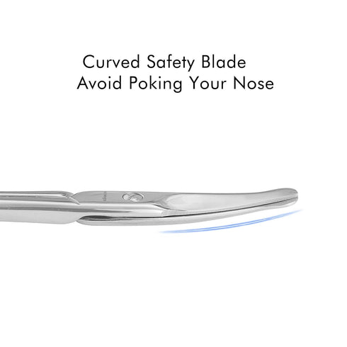 LIVINGO 3.75" Rounded Curved Nose Hair Scissors, Premium Stainless Steel for Manicure Cuticle Trimming Facial Hair