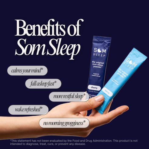 Som Sleep | Restful Calm Sleep Powder Drink Mix with Melatonin, Magnesium | 10-Pack, Vegan, Zero Sugar, Keto Friendly