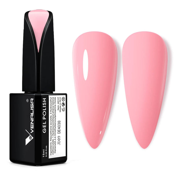 VENALISA 15ml Pink Gel Nail Polish - Light Pink Gel Polish, Soak Off UV LED Nail Art Starter Manicure