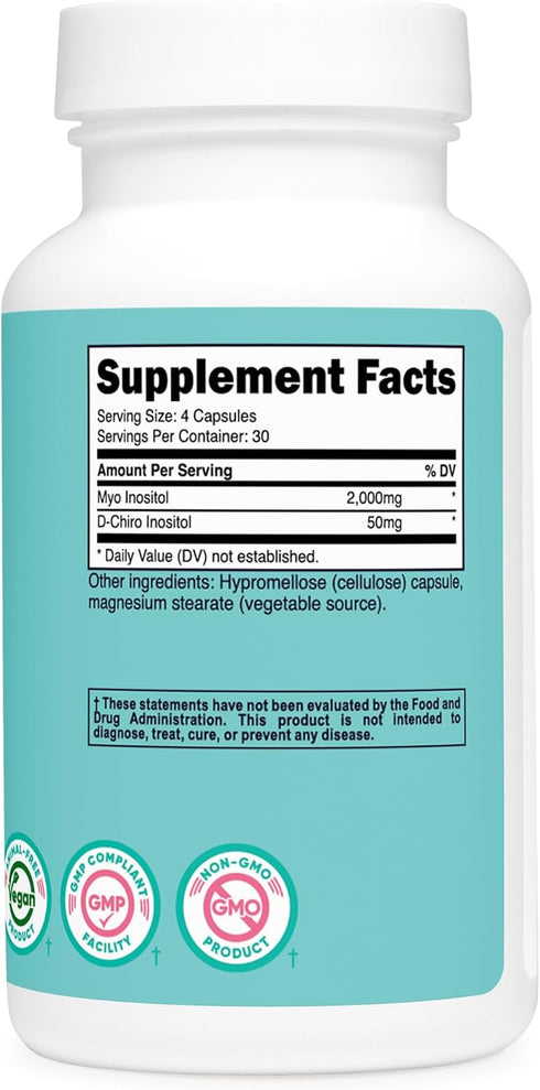 Nutricost Myo Inositol & D-Chiro Inositol for Women, 2000mg, 120 Capsules, Vegetarian Friendly