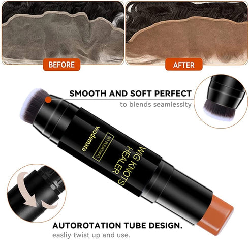 Wig Lace Dyeing Stick, Portable Natural Knots Healer with Brush, Hair Color Stick for Lace Wigs, Dark Brown (04)