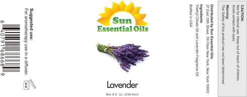 Sun Essential Oils 8oz - Lavender Essential Oil - 8 Fluid Ounces - Lavender Oil