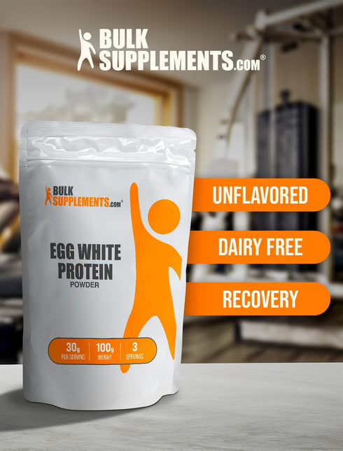 BulkSupplements.com Egg White Protein Powder - Lactose Free & Dairy Free, 30g per Serving, 100g (3.5 oz) (Pack of 1)