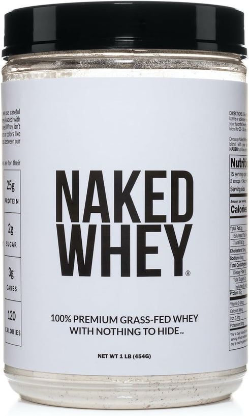 Naked Whey 1Lb - Grass Fed Whey Protein Powder, Undenatured, Gluten Free, 15 Servings