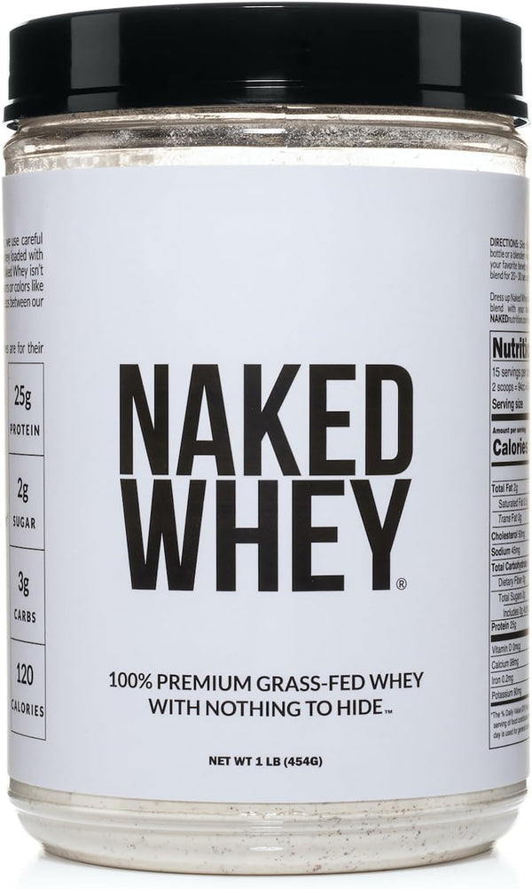 Naked Whey 1Lb - Grass Fed Whey Protein Powder, Undenatured, Gluten Free, 15 Servings
