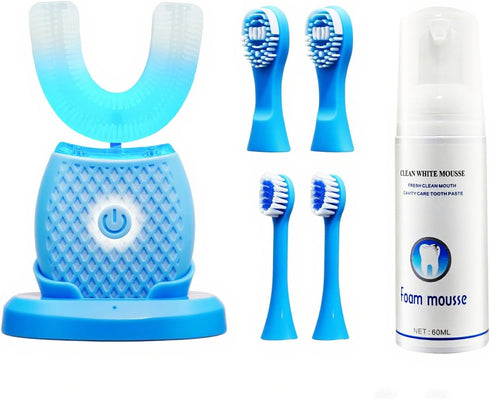 Ralexidog Automatic U-Shaped Electric Toothbrush Kit for Adults, 360 Ultrasonic Hands-Free Toothbrush with