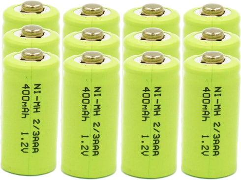 1.2V 2/3 AAA 400mAh NiMH Rechargeable Batteries with Button Top for DIY LED Solar Light, 12 Packs