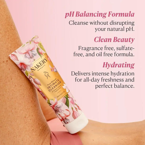Nakery Intimate Wash Women pH Balanced Vaginal Cleanser - Hydrating Feminine Wash with Aloe & Hyaluronic Acid