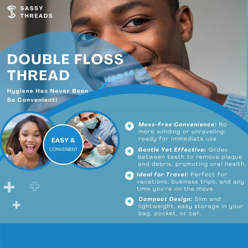 3-in-1 Complete Dental Care Set, Double Thread Floss Picks, Toothpicks, and Tongue Scraper for On-The-Go Oral Hygiene