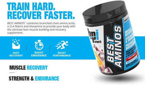 BPI Sports Best Aminos - BCAA Powder Post Workout & Glutamine Recovery Drink, Fruit Punch - 25 Servings