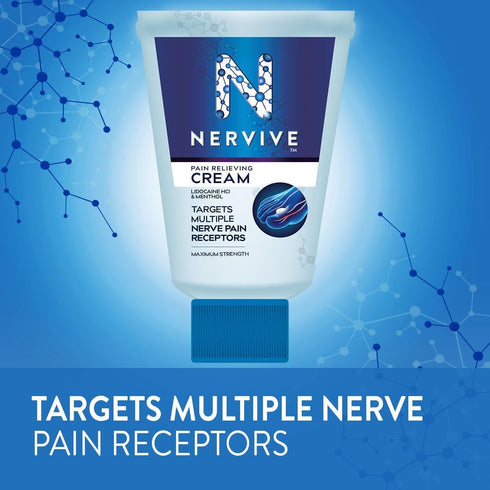Nervive Nerve Care, Max Strength Non-Greasy Pain Relieving Cream with Lidocaine and Menthol for Pain Relief