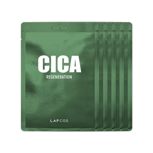 LAPCOS Cica Sheet Mask, Daily Face Mask with Centella Plant Extract to Revitalize Skin, Korean Beauty Favorite, 5-Pack