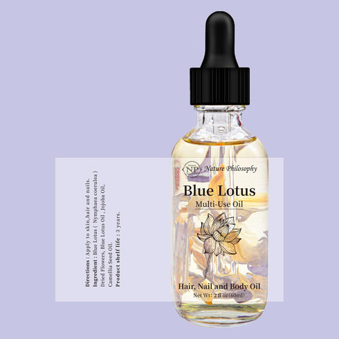 NP NATURES PHILOSOPHY Blue Lotus Multi-Use Oil, Organic Essential Oil for Face, Body, Hair - 2 Fl Oz