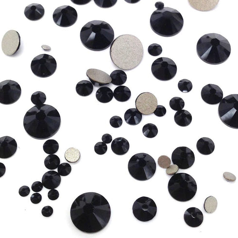 JET (280) 144 pcs Swarovski 2058/2088 Crystal Flatbacks Black Rhinestones Nail Art Mixed Sizes