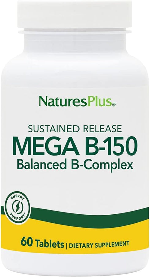 NaturesPlus Mega B150 Complex | 60 Vegetarian Tablets | Maximum Potency B Complex Vitamin Supplement