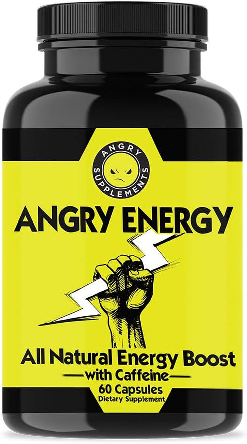 Angry Supplements Angry Energy Caffeine Capsules: All Natural Non-GMO Energy Booster for Stamina & Focus