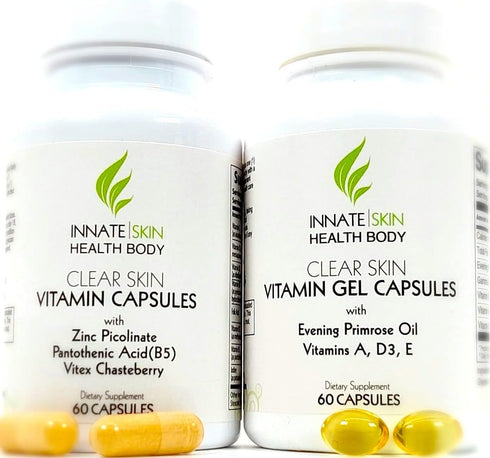 Clear Skin Acne Vitamins Pack | 60 Count | 20 Antioxidants, Botanicals, Minerals & Vitamins for Hormonal & Cystic Acne