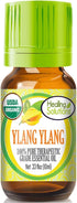 Healing Solutions Ylang Ylang Essential Oil, Organic & Pure, 0.33 oz (10 ml) for Skin, Diffuser & Aromatherapy