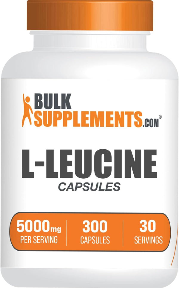 BulkSupplements.com L-Leucine Capsules, 5000mg Leucine Supplement, Gluten Free, 10 Capsules per Serving, 300 Capsules
