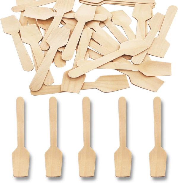 Mini Wooden Spoons, 200 Pcs 4 Inch Disposable Biodegradable Birchwood Dessert Spoons